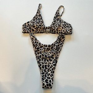 Shein Womens Bikini Set Cheetah Print Adjustable Straps